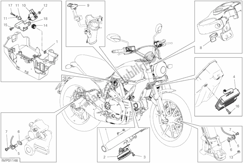 Todas las partes para 13d - Dispositivos Eléctricos de Ducati Scrambler Icon Thailand USA 803 2019